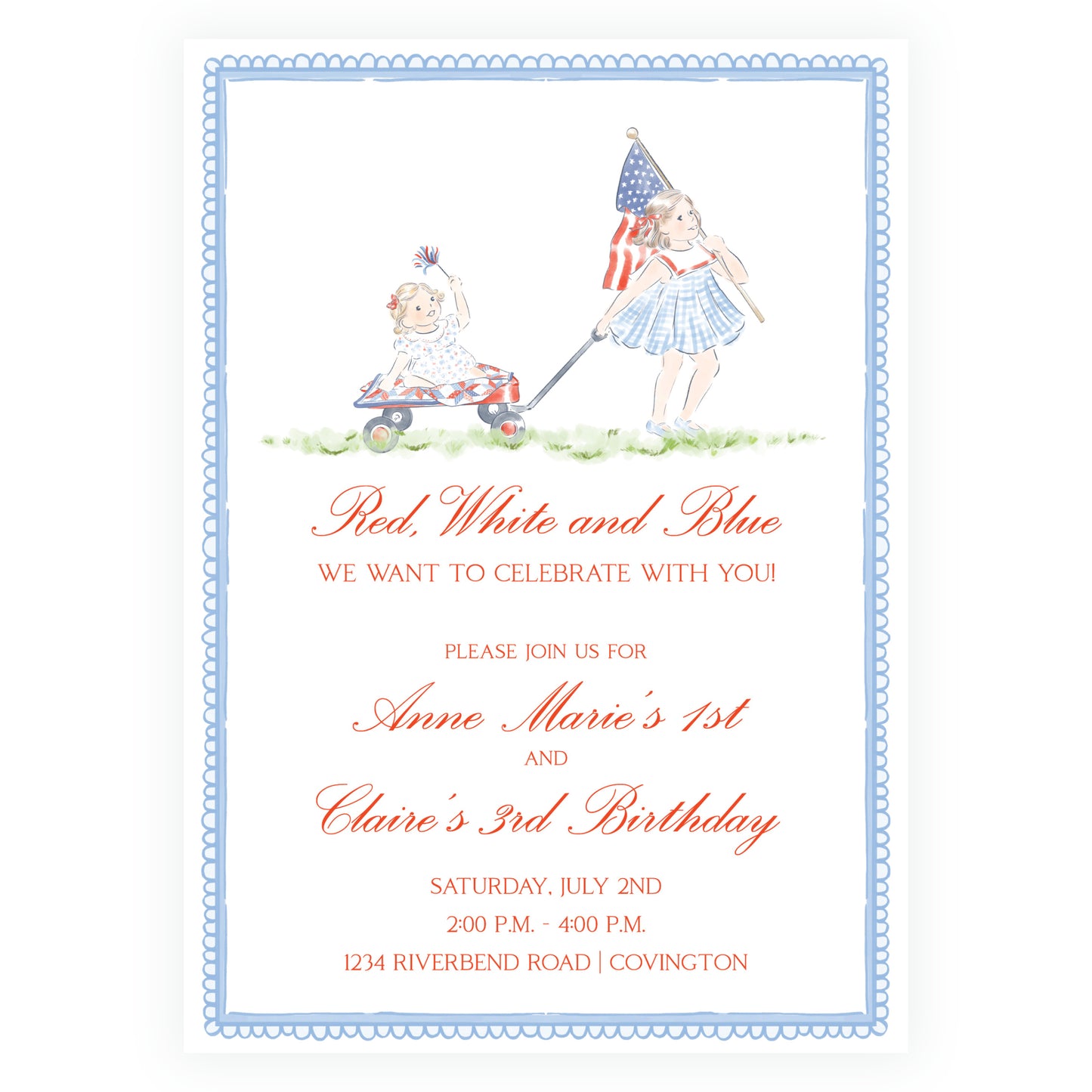 Sweet Liberty Girls Invitation