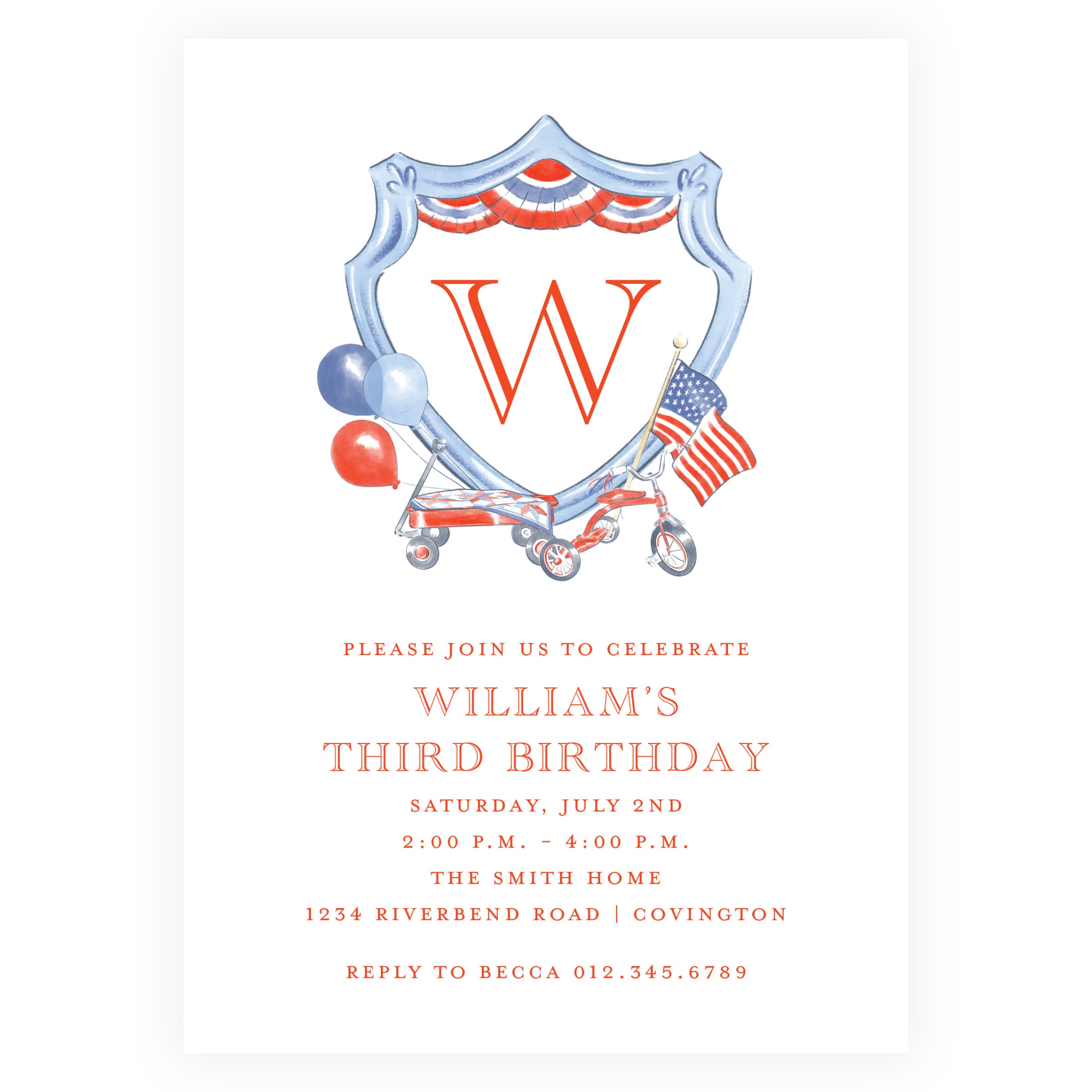 Sweet Liberty Americana Crest Invitation