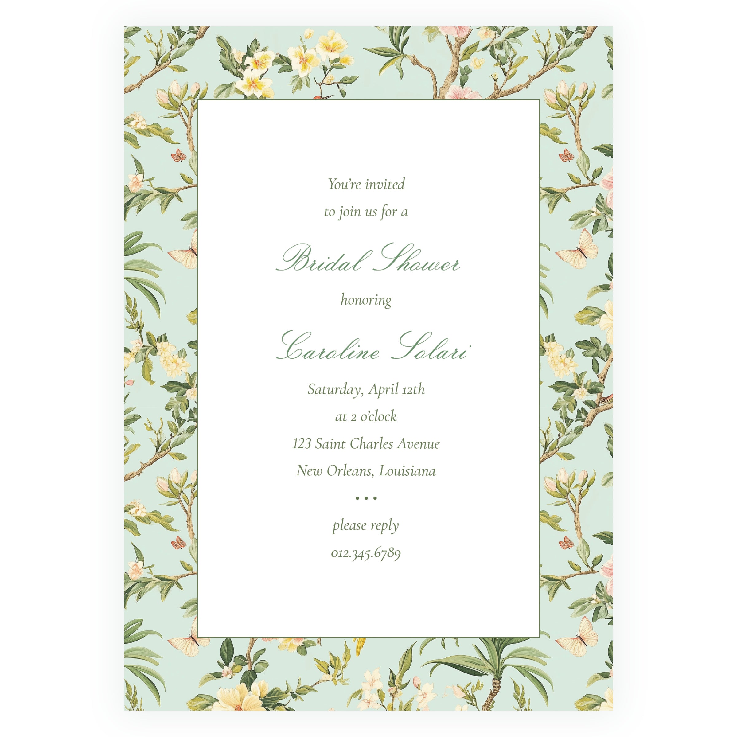 Vintage Green Chinoiserie Invitation