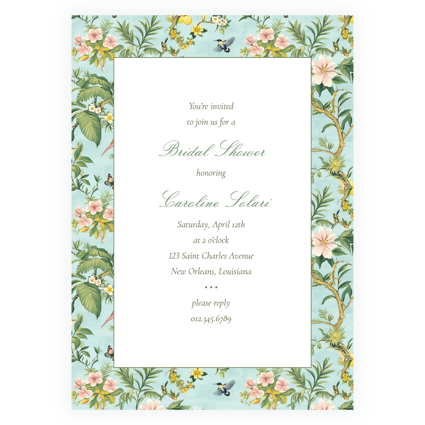 Vintage Tropical Chinoiserie Invitation