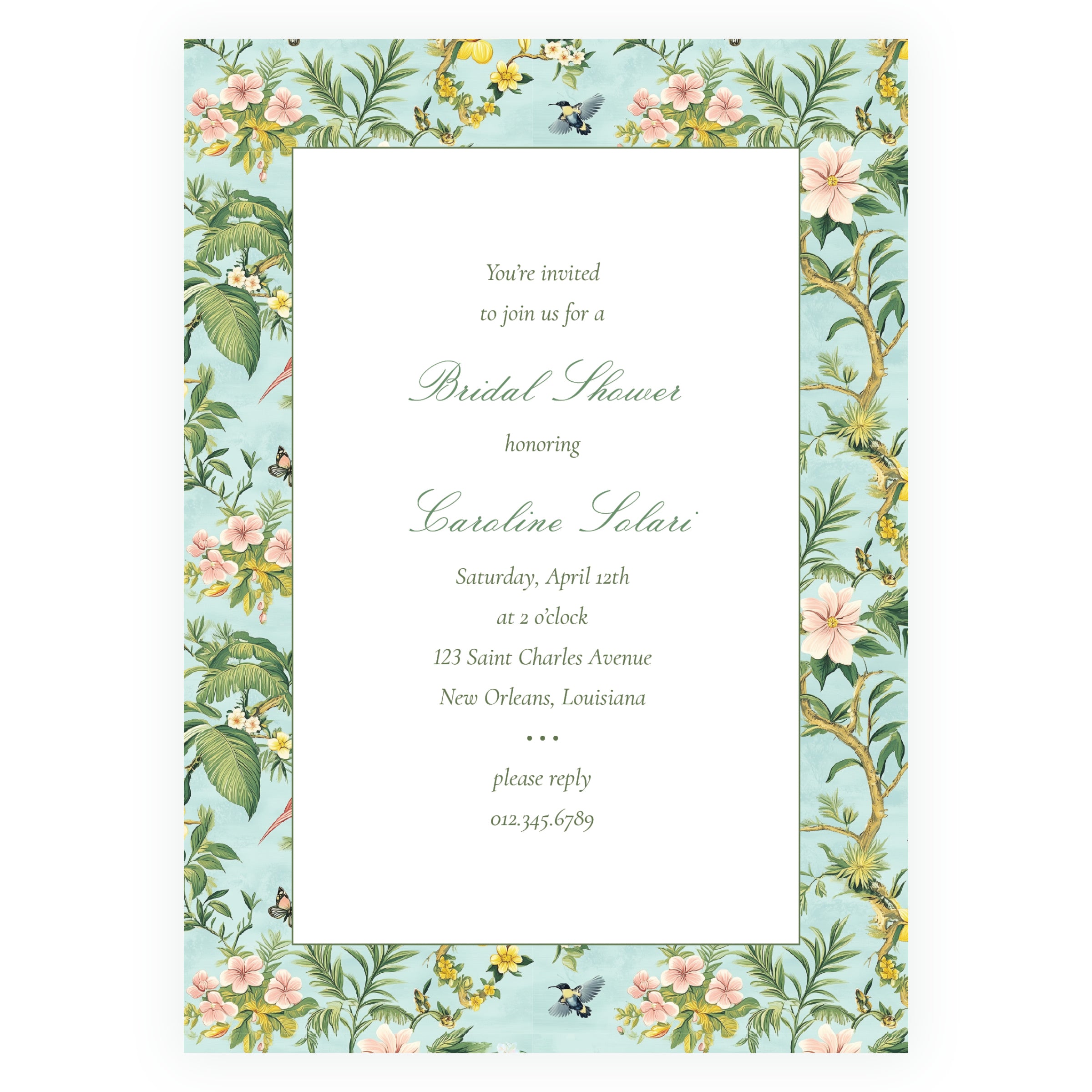Vintage Tropical Chinoiserie Invitation
