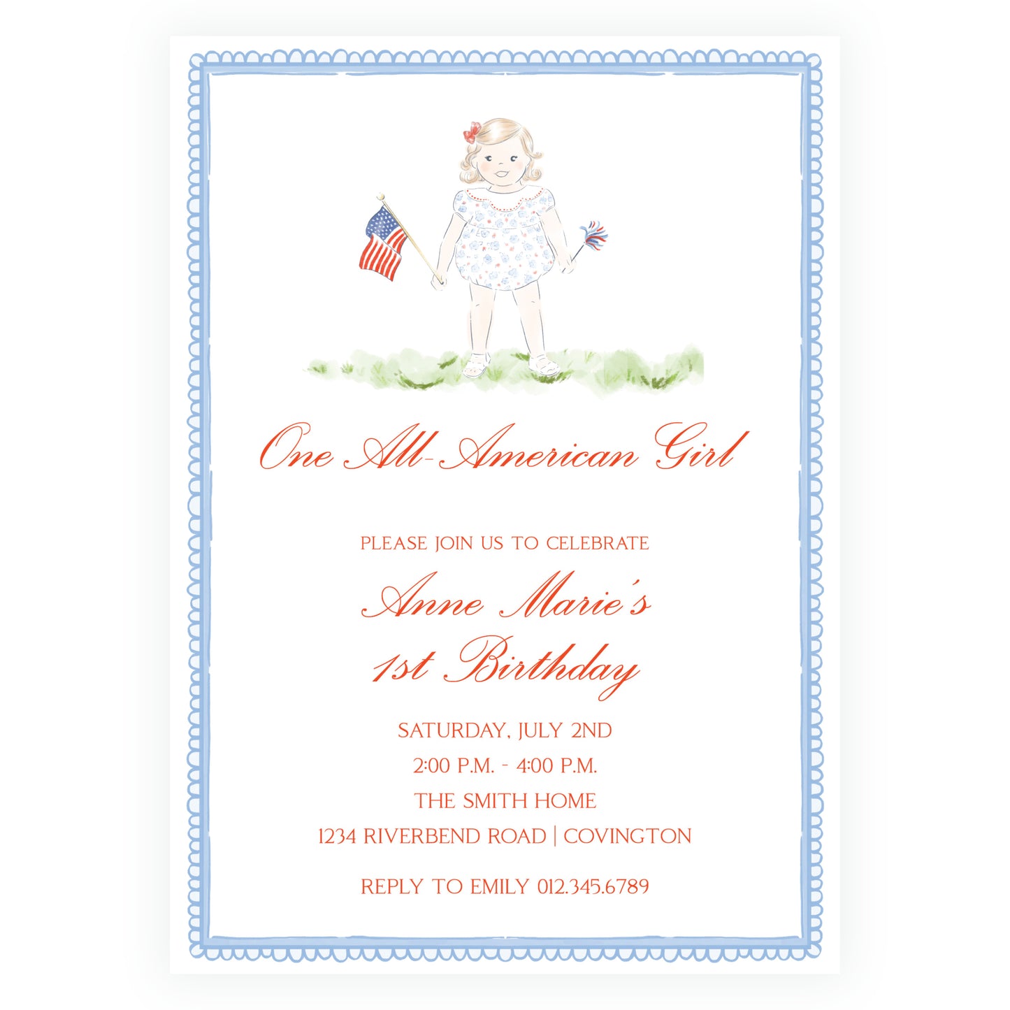 Sweet Liberty Toddler Girl Invitation