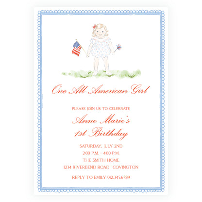 Sweet Liberty Toddler Girl Invitation