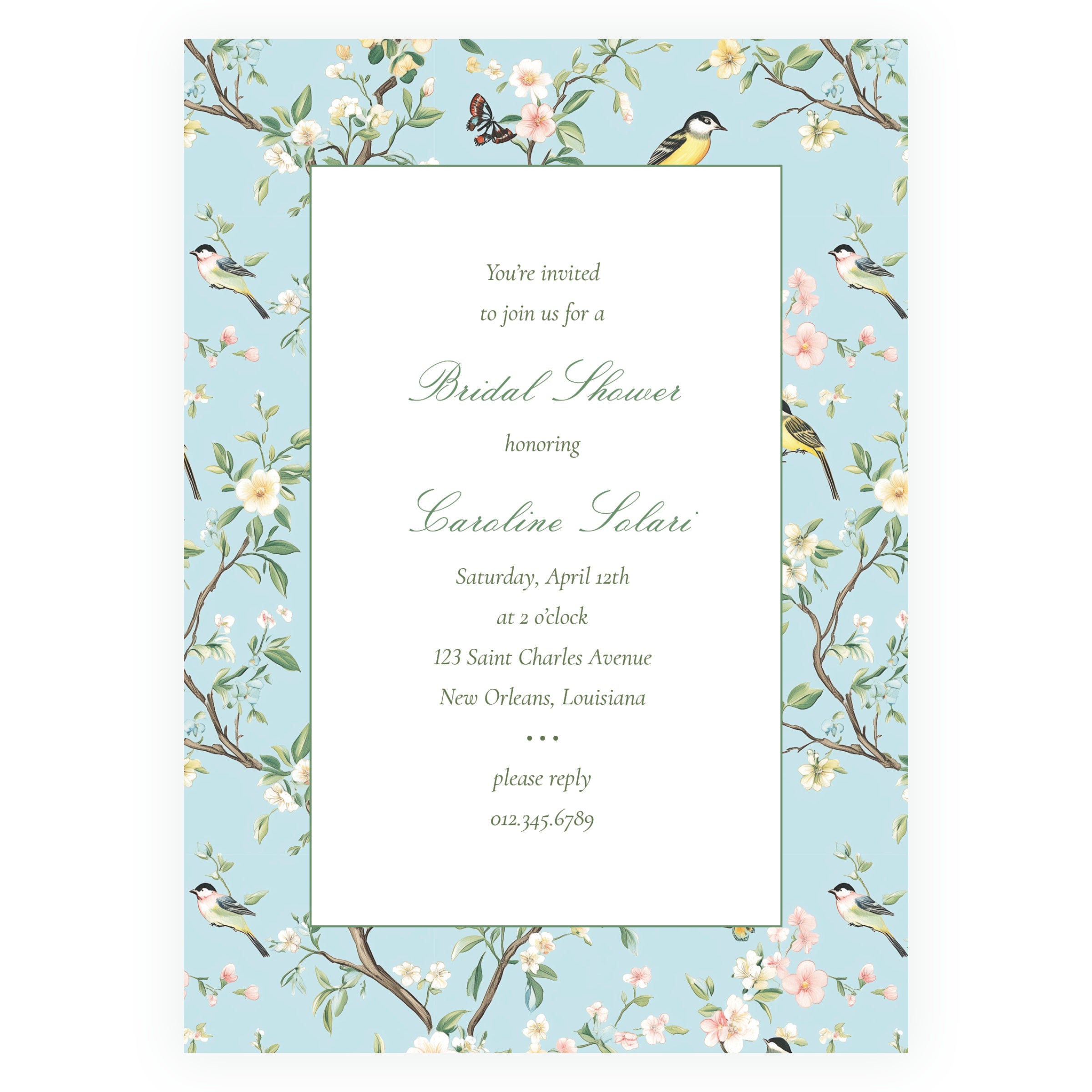 Vintage Blue Chinoiserie Invitation