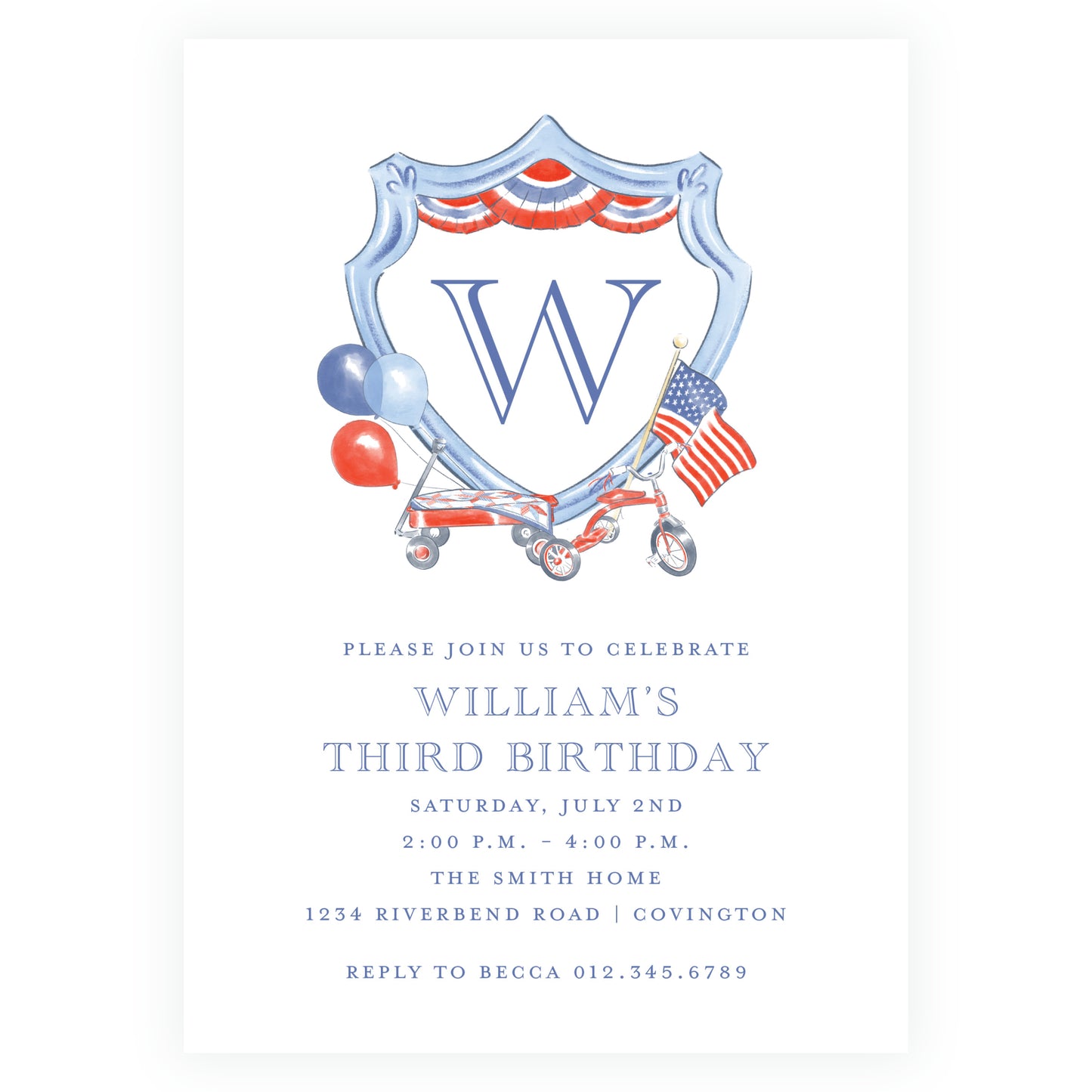 Sweet Liberty Crest Invitation