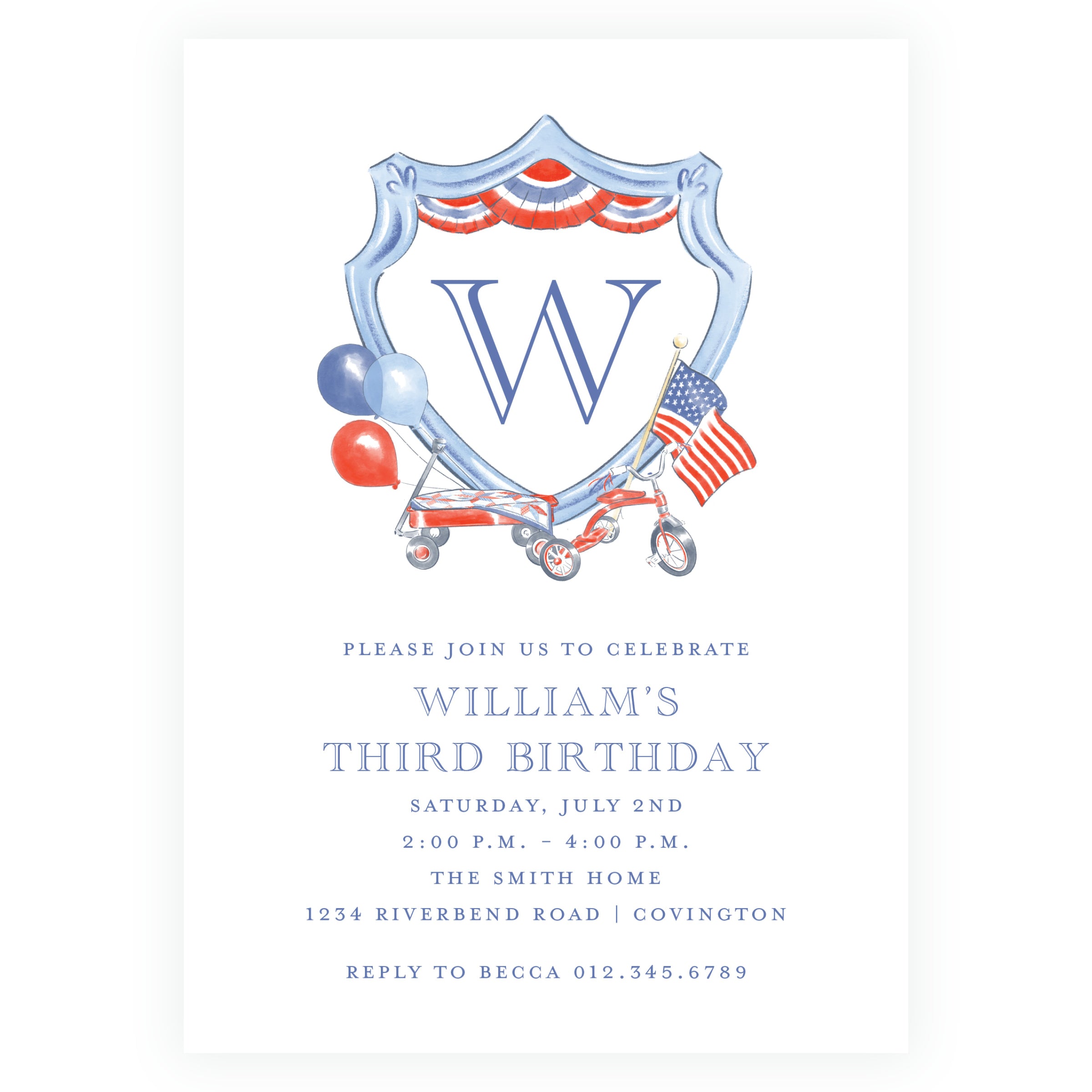 Sweet Liberty Americana Crest Invitation