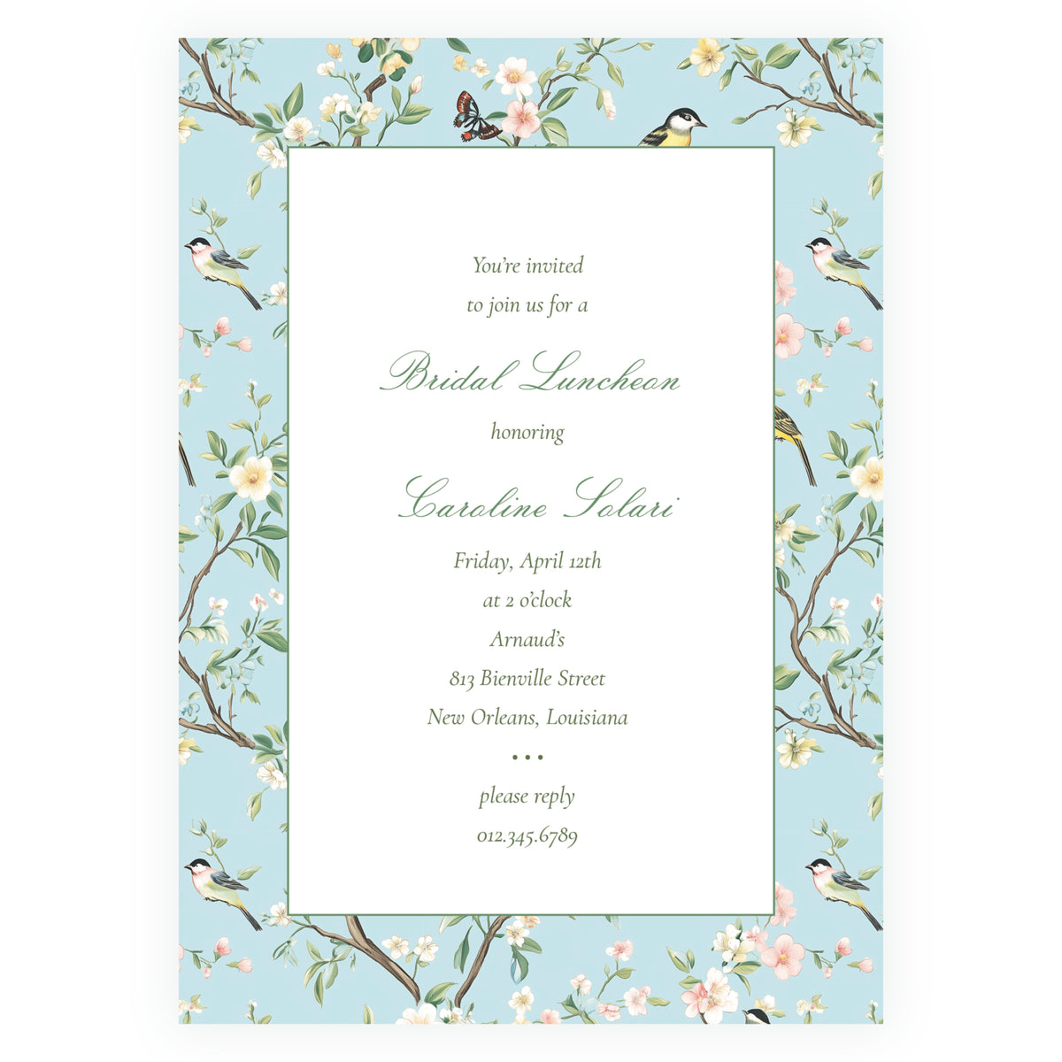 Vintage Blue Chinoiserie Invitation