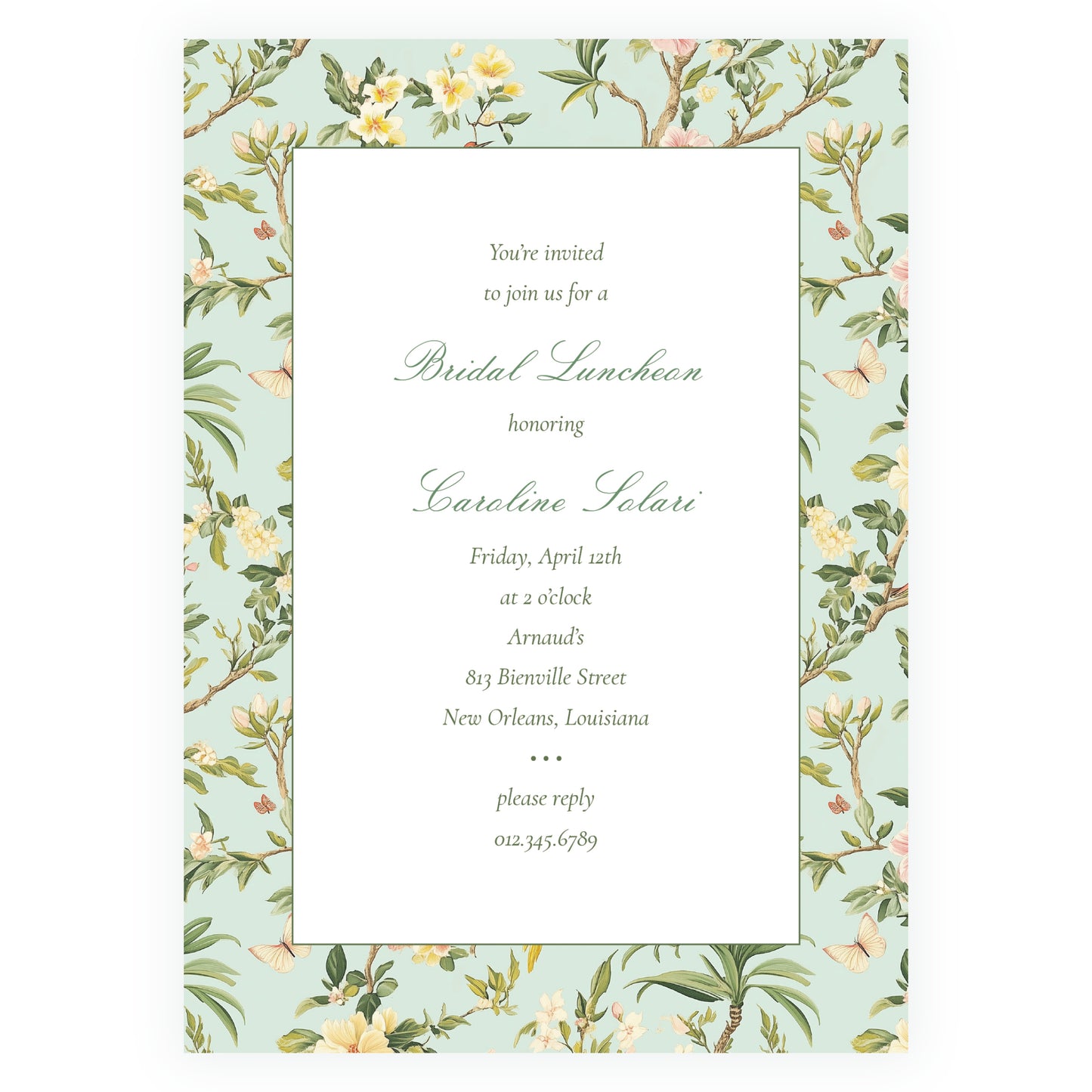 Vintage Green Chinoiserie Invitation