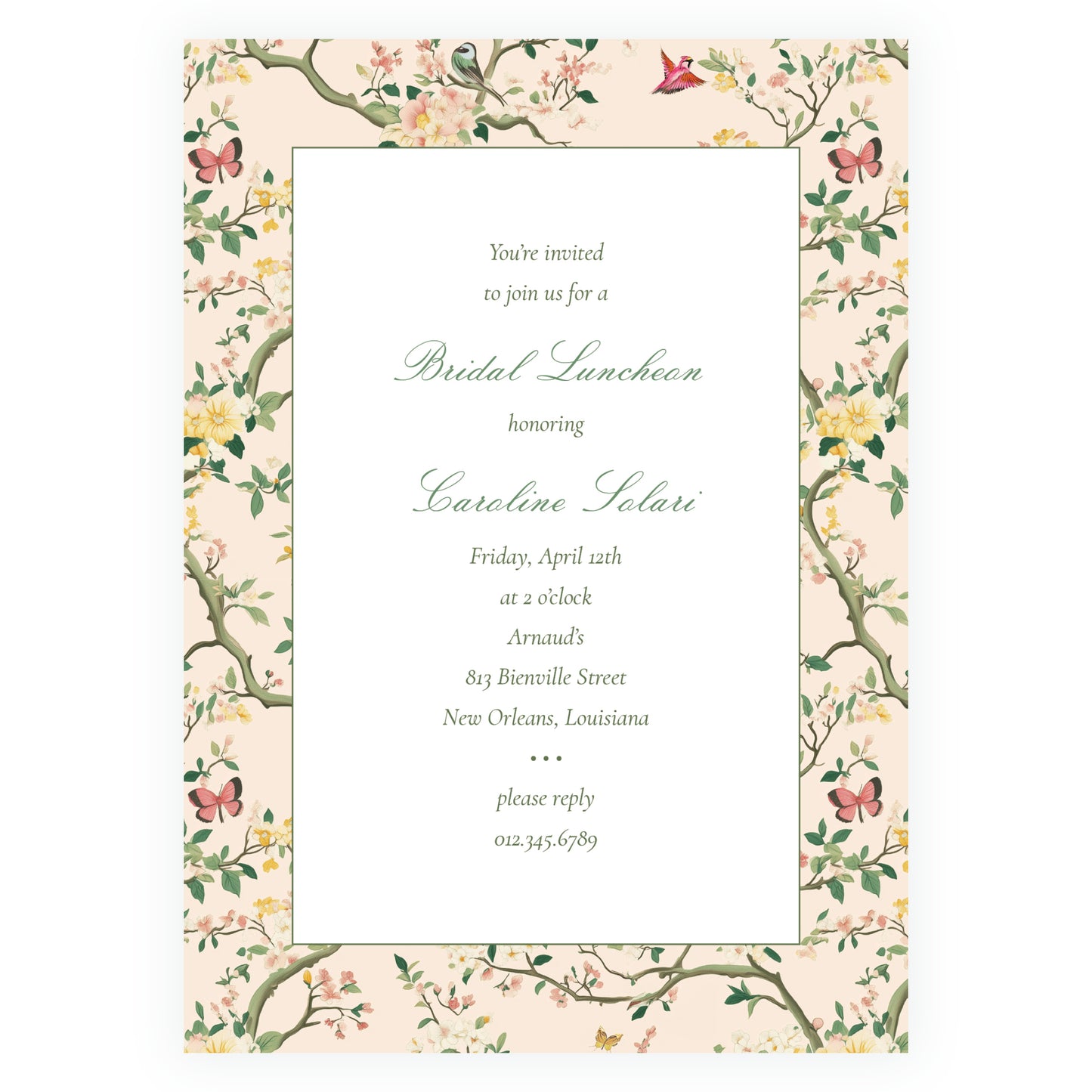 Vintage Peach Chinoiserie Invitation
