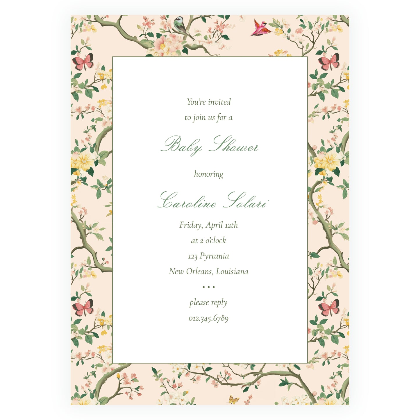 Vintage Peach Chinoiserie Invitation