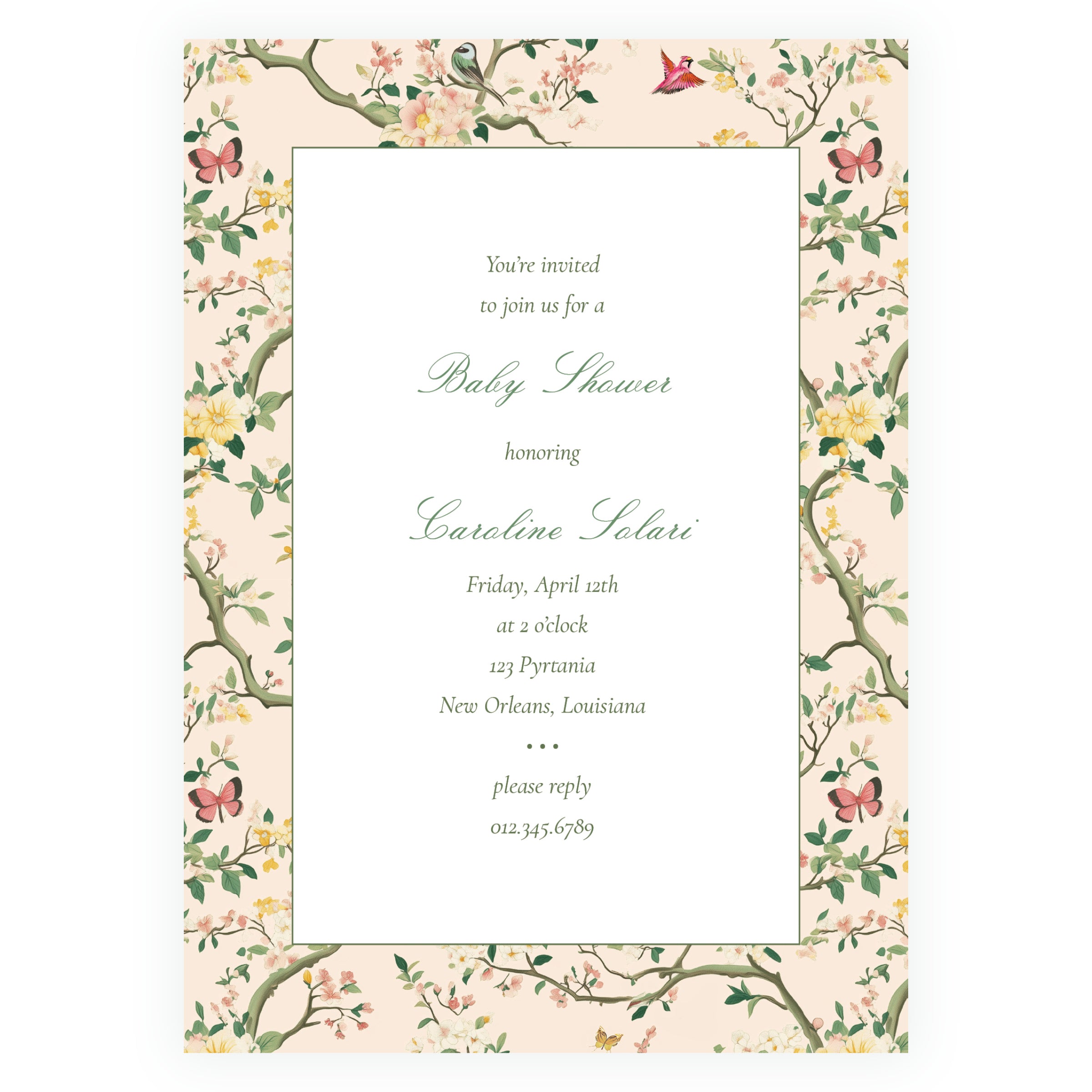 Vintage Peach Chinoiserie Invitation