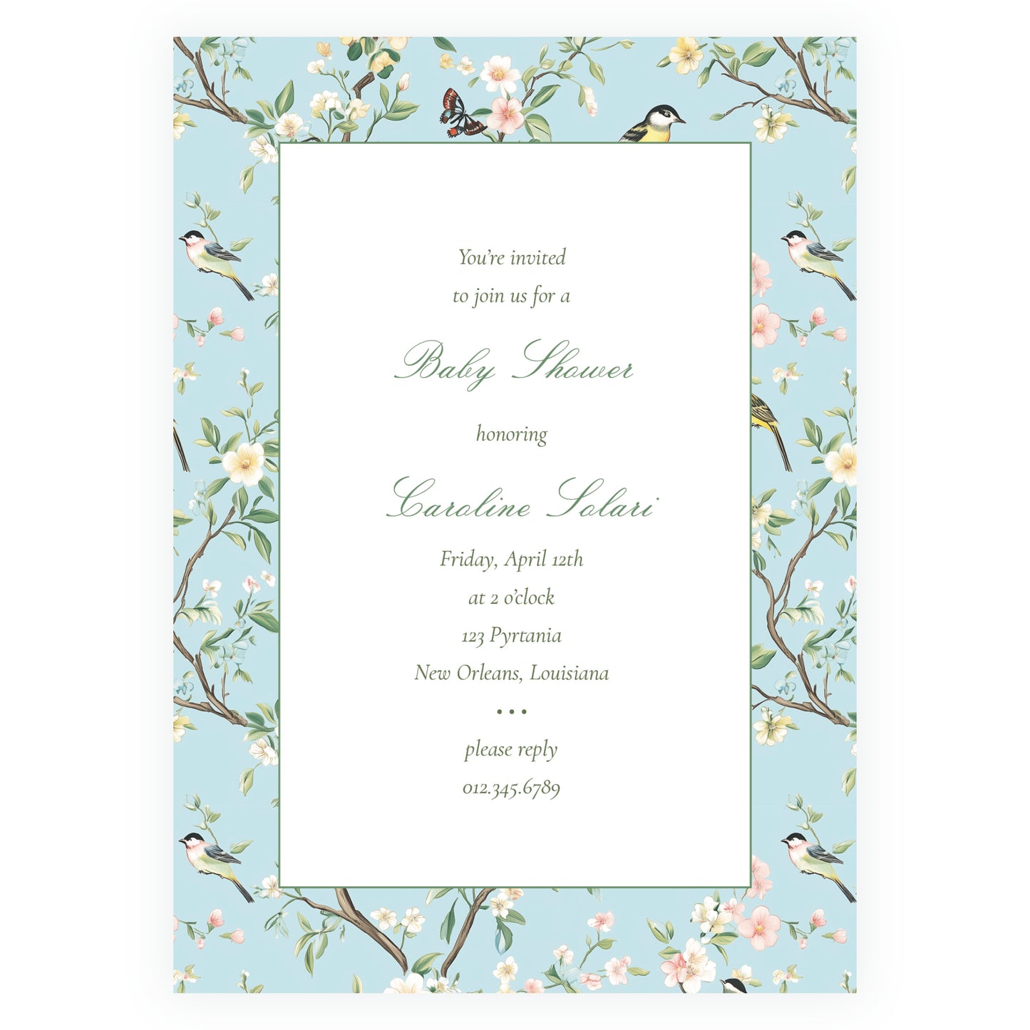 Vintage Blue Chinoiserie Invitation