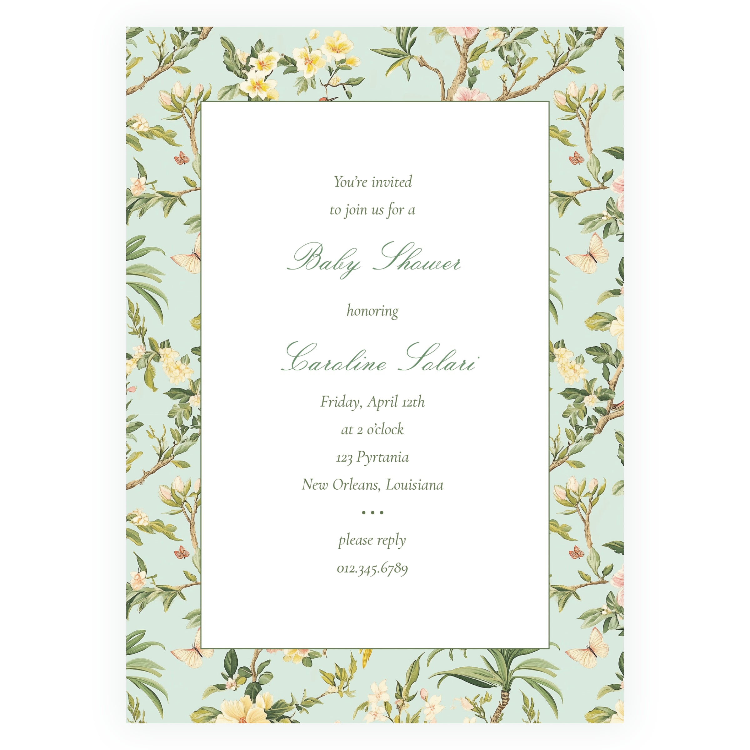 Vintage Green Chinoiserie Invitation