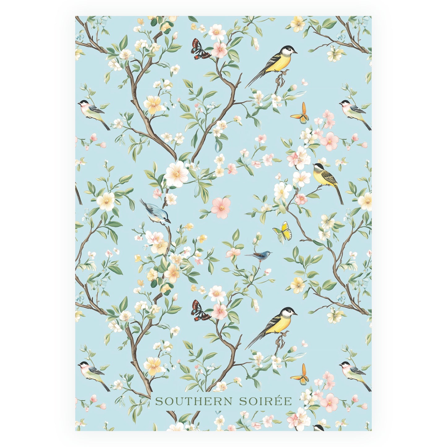 Vintage Blue Chinoiserie Wavy Border Invitation