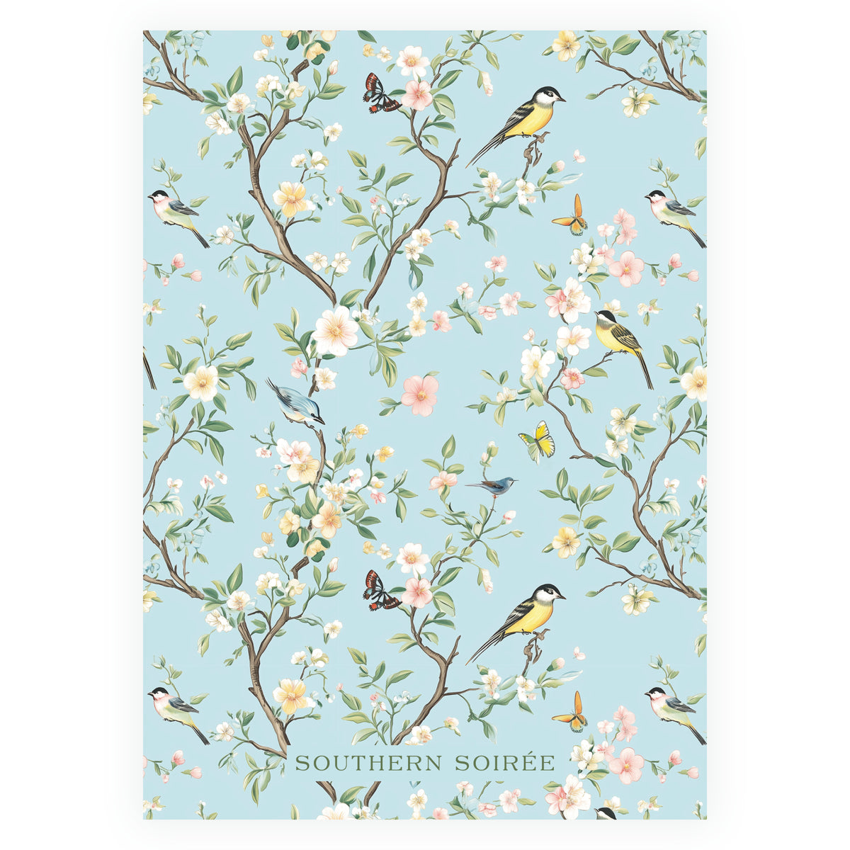 Vintage Blue Chinoiserie Wavy Border Invitation