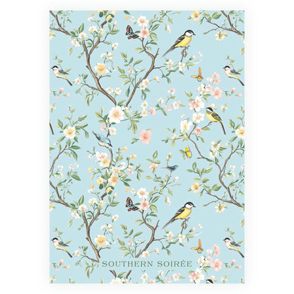 Vintage Blue Chinoiserie Wavy Border Invitation