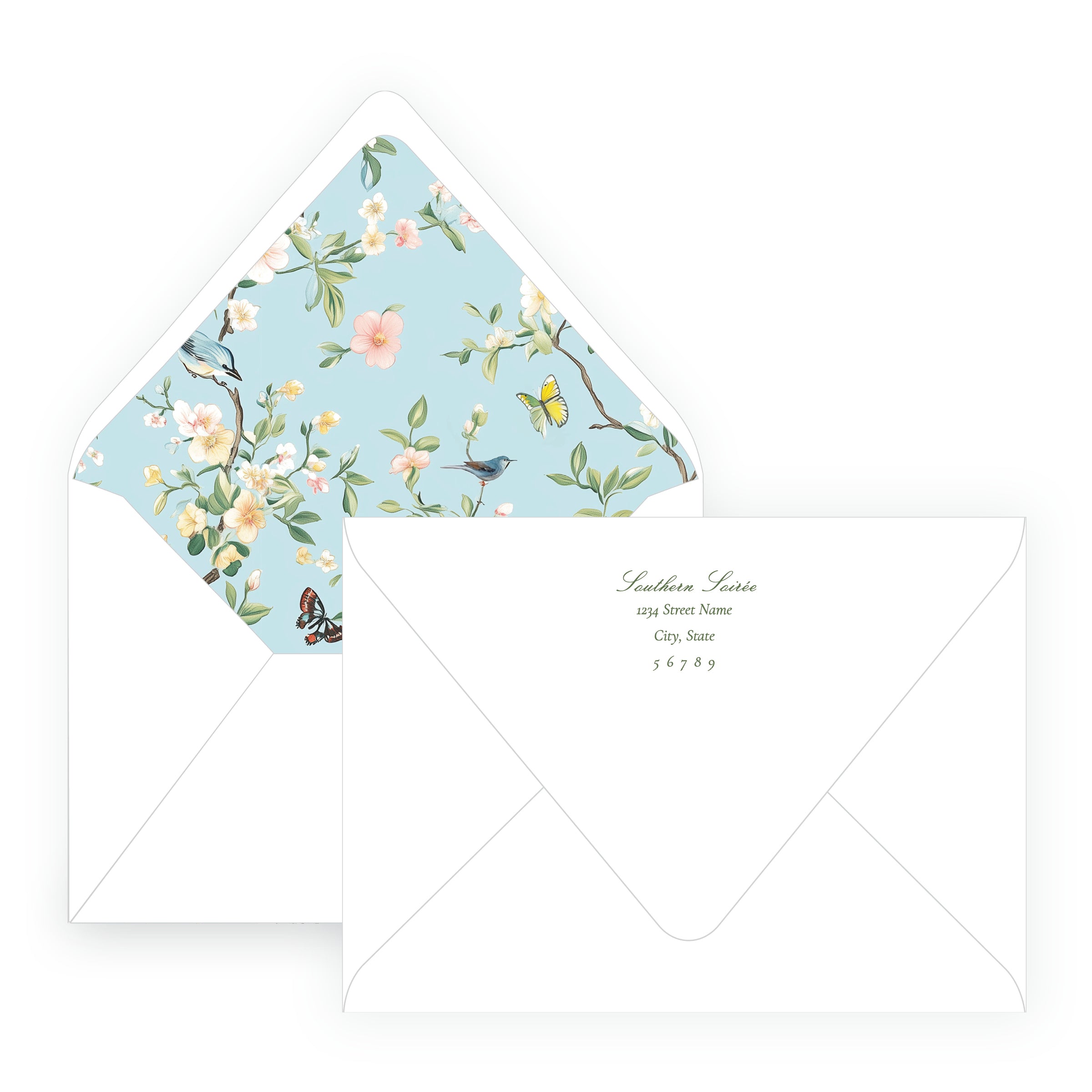 Vintage Blue Chinoiserie Wavy Border Invitation
