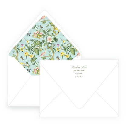 Vintage Tropical Chinoiserie Wavy Border Invitation