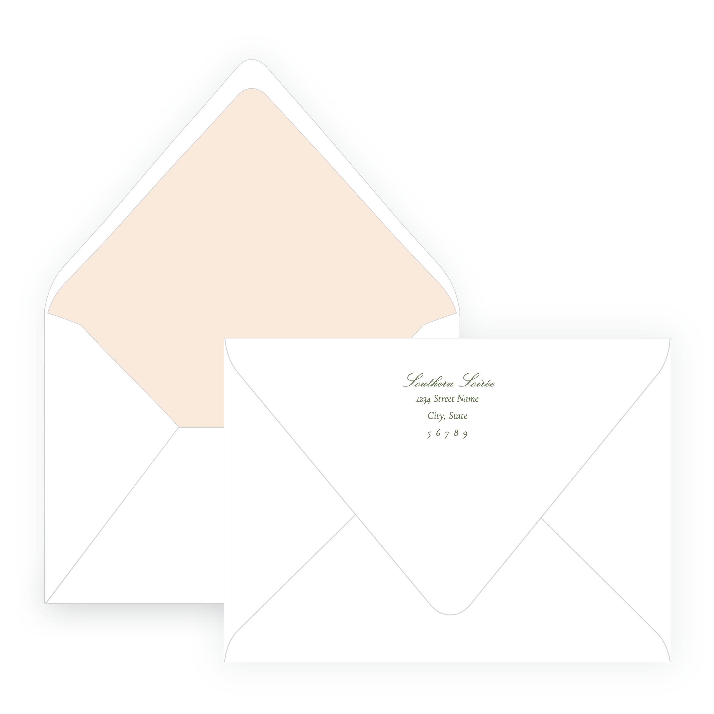 Vintage Peach Chinoiserie Wavy Border Invitation