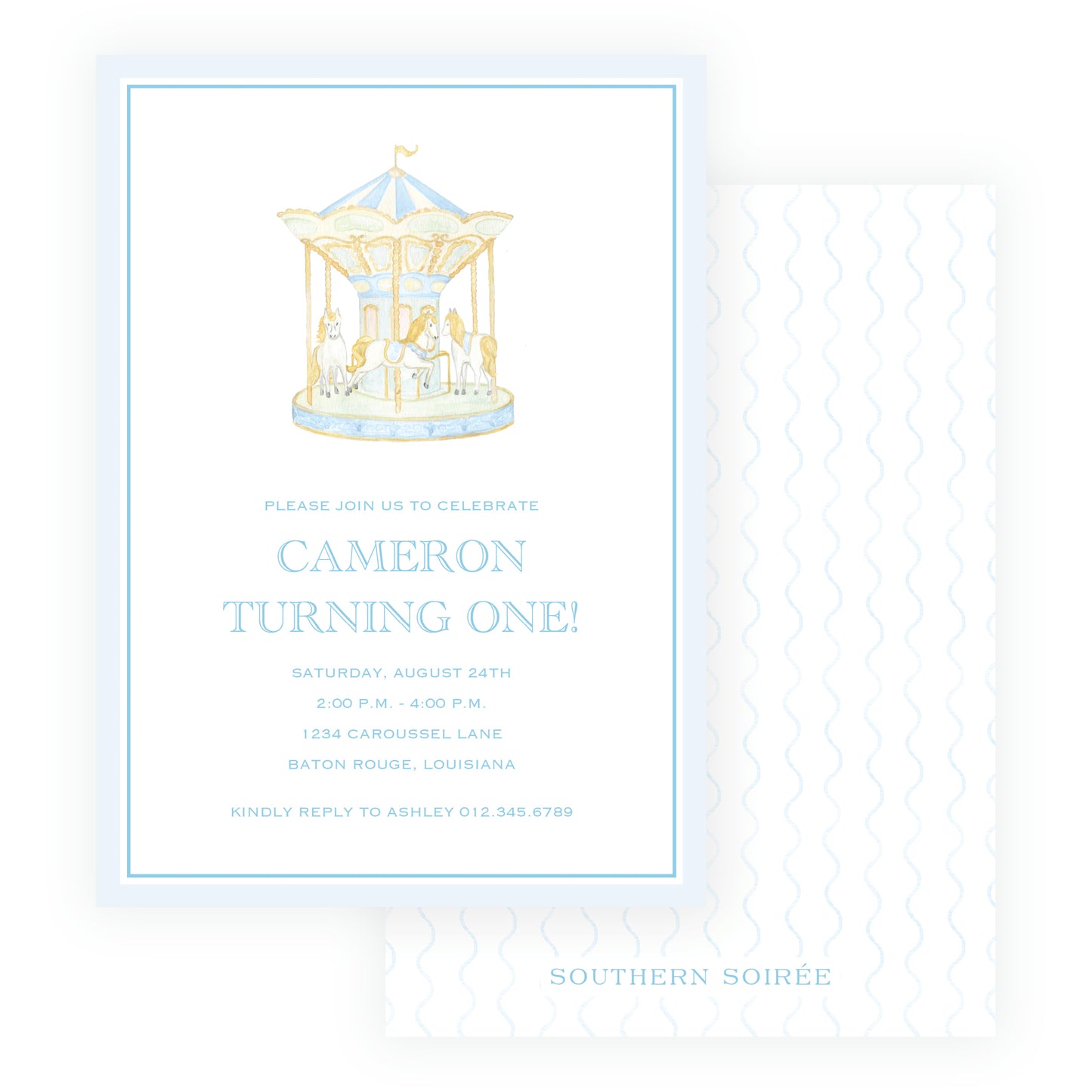 Blue Carousel Invitation