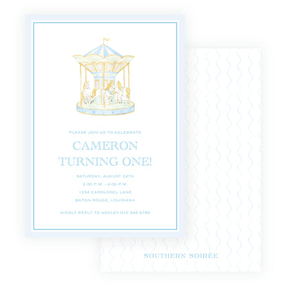 Blue Carousel Invitation
