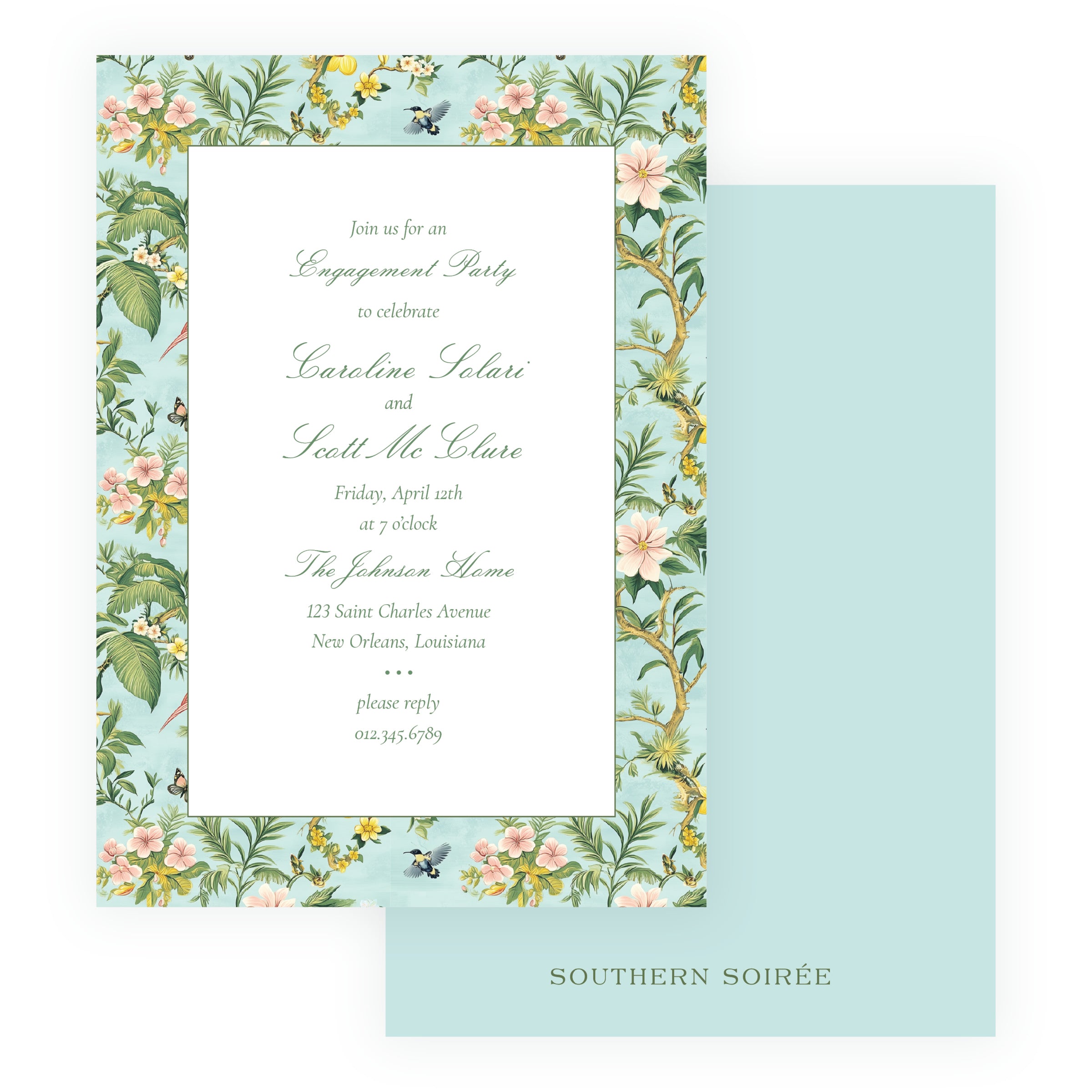Vintage Tropical Chinoiserie Invitation