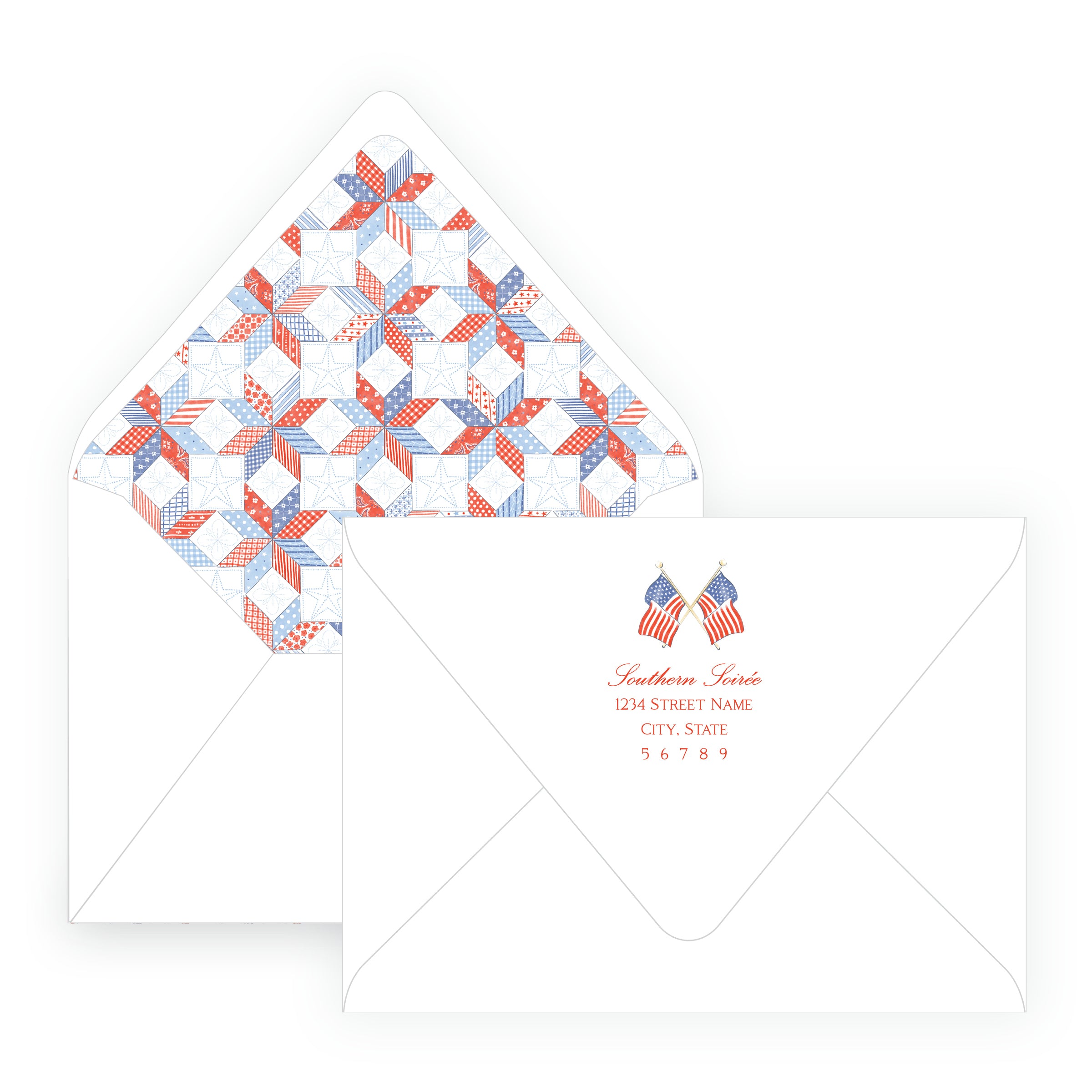 Sweet Liberty Girl with Flag Wavy Oval Invitation