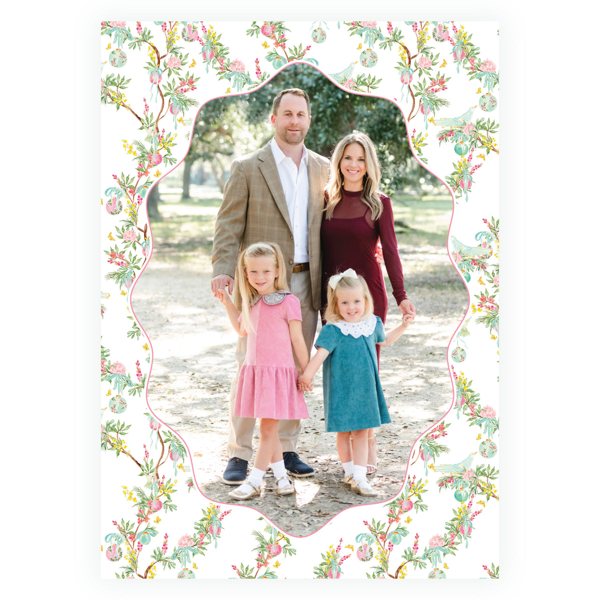 Parisian Noël Wavy Frame Christmas Photo Card