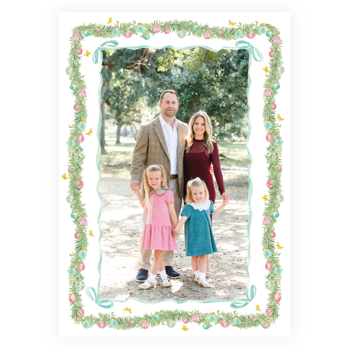 Parisian Noël Ribbon Frame Christmas Photo Card