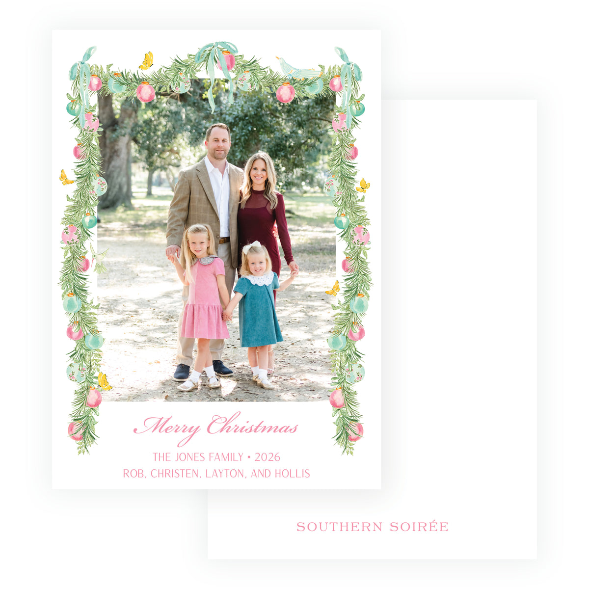 Parisian Noël Garland Christmas Photo Card