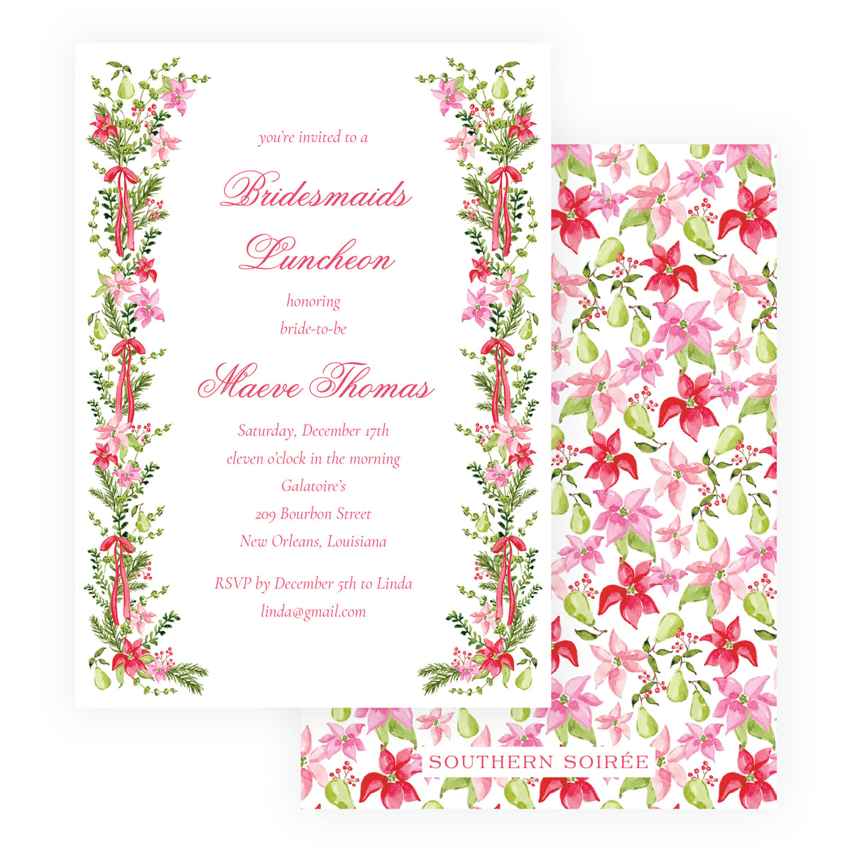 Poinsettia Garden Christmas Luncheon Invitation