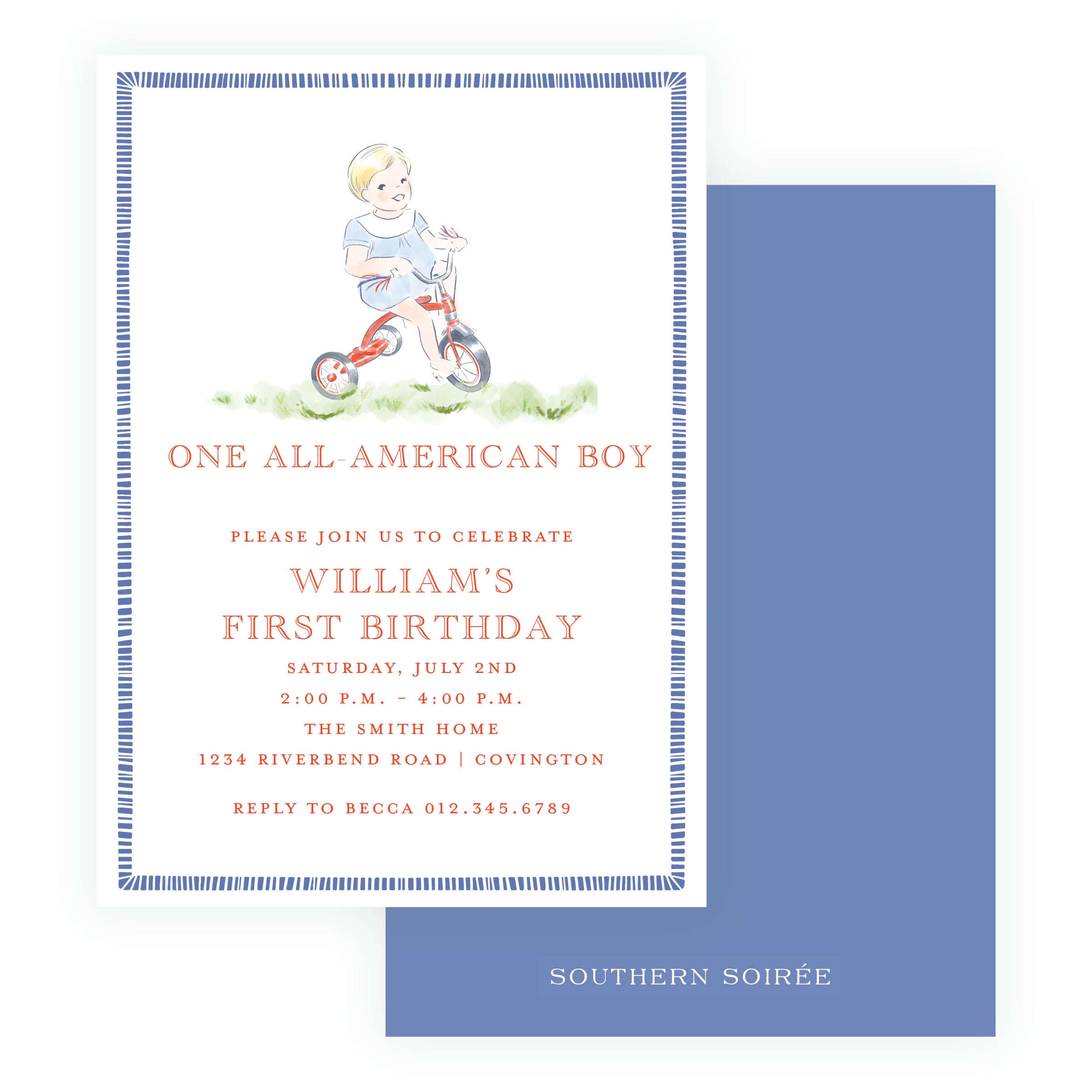 Sweet Liberty All-American Boy Tricycle Birthday Invitation