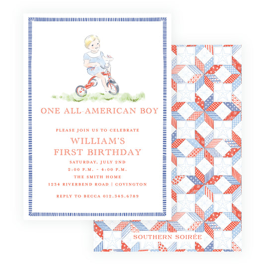 Sweet Liberty Toddler on Tricycle Invitation