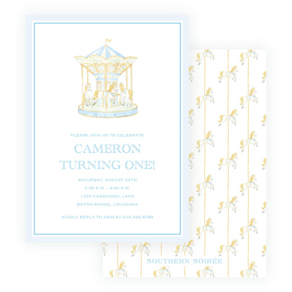 Blue Carousel Invitation