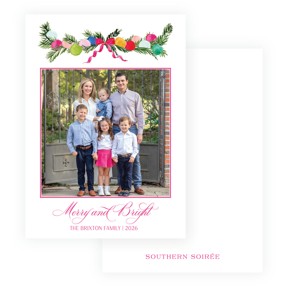 Vintage Cheer Garland Swag Holiday Photo Card