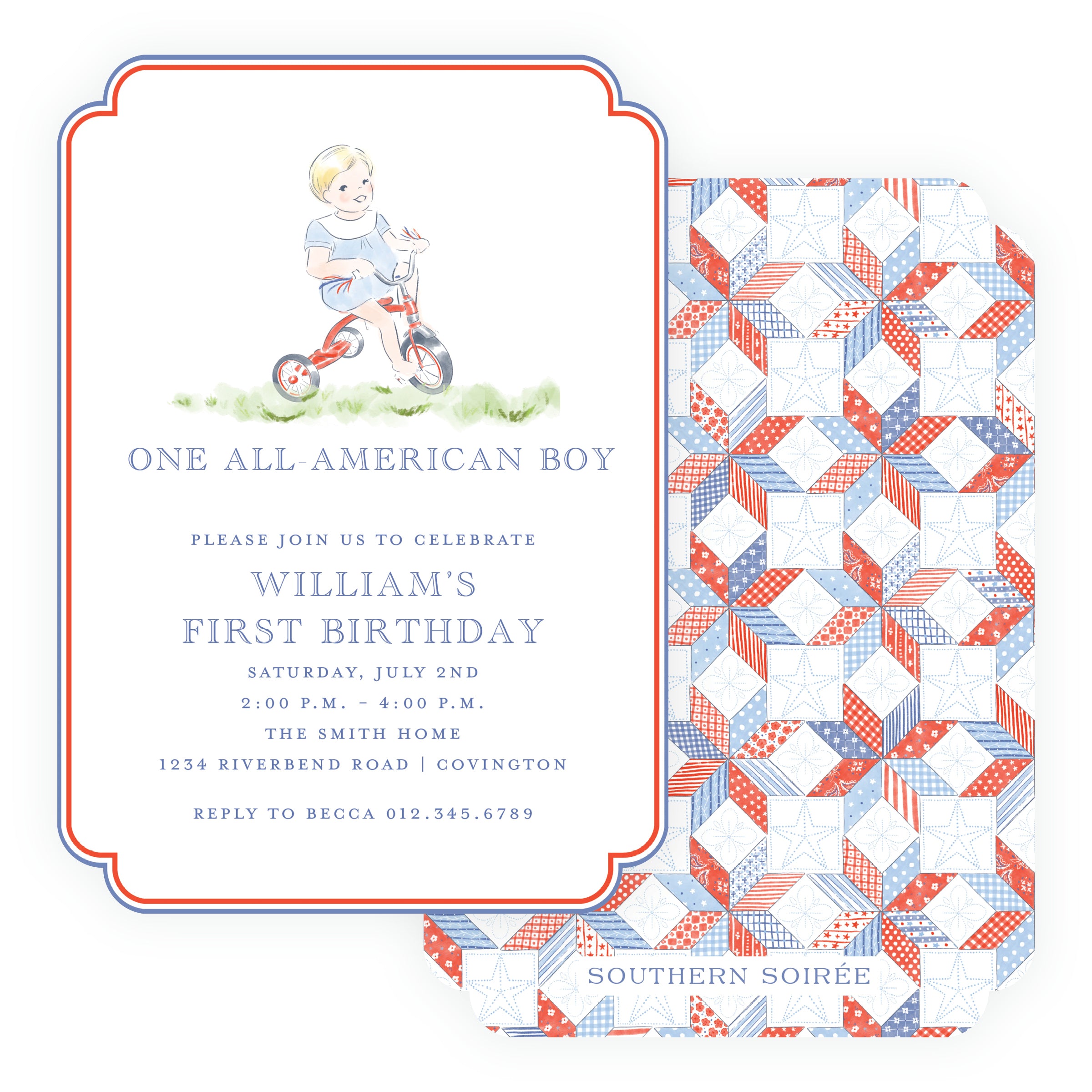 Sweet Liberty All-American Boy Tricycle Birthday Invitation