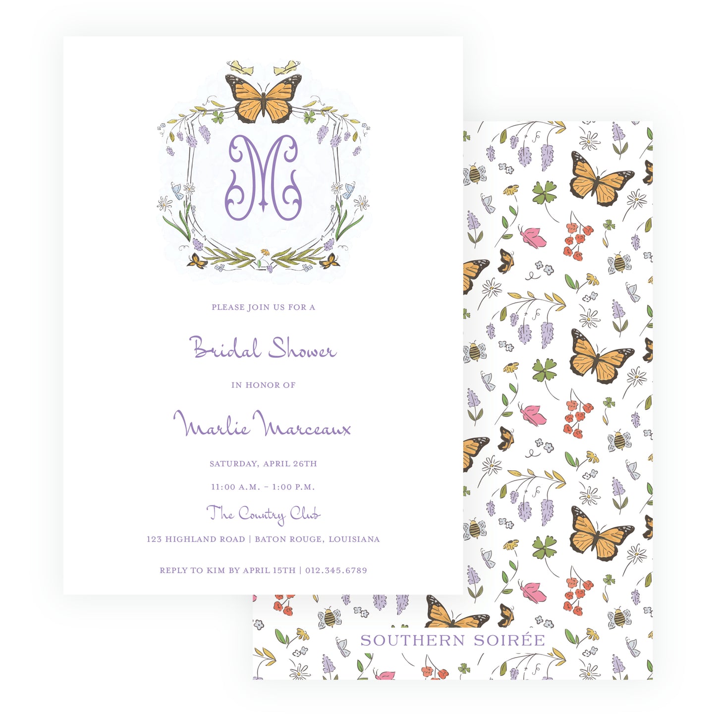 Butterfly Garden Crest Invitation