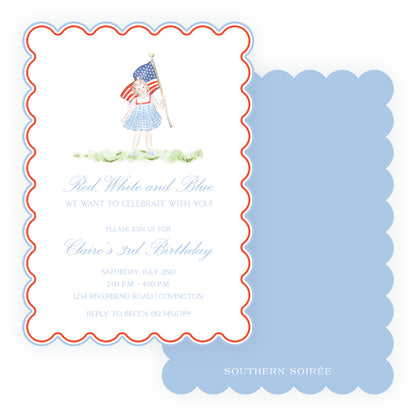 Sweet Liberty Forward Facing Girl Scallop Invitation