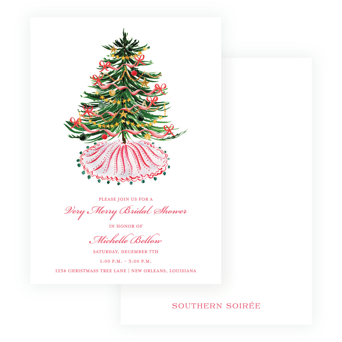 Festive Fir Christmas Bridal Shower Invitation
