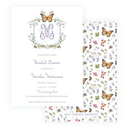 Butterfly Garden Crest Invitation