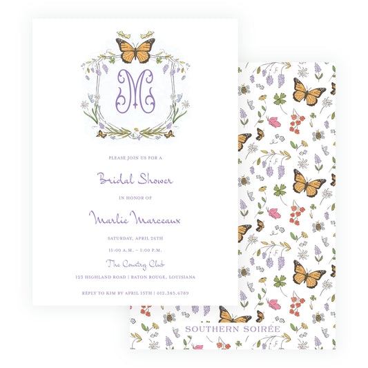 Butterfly Garden Crest Invitation