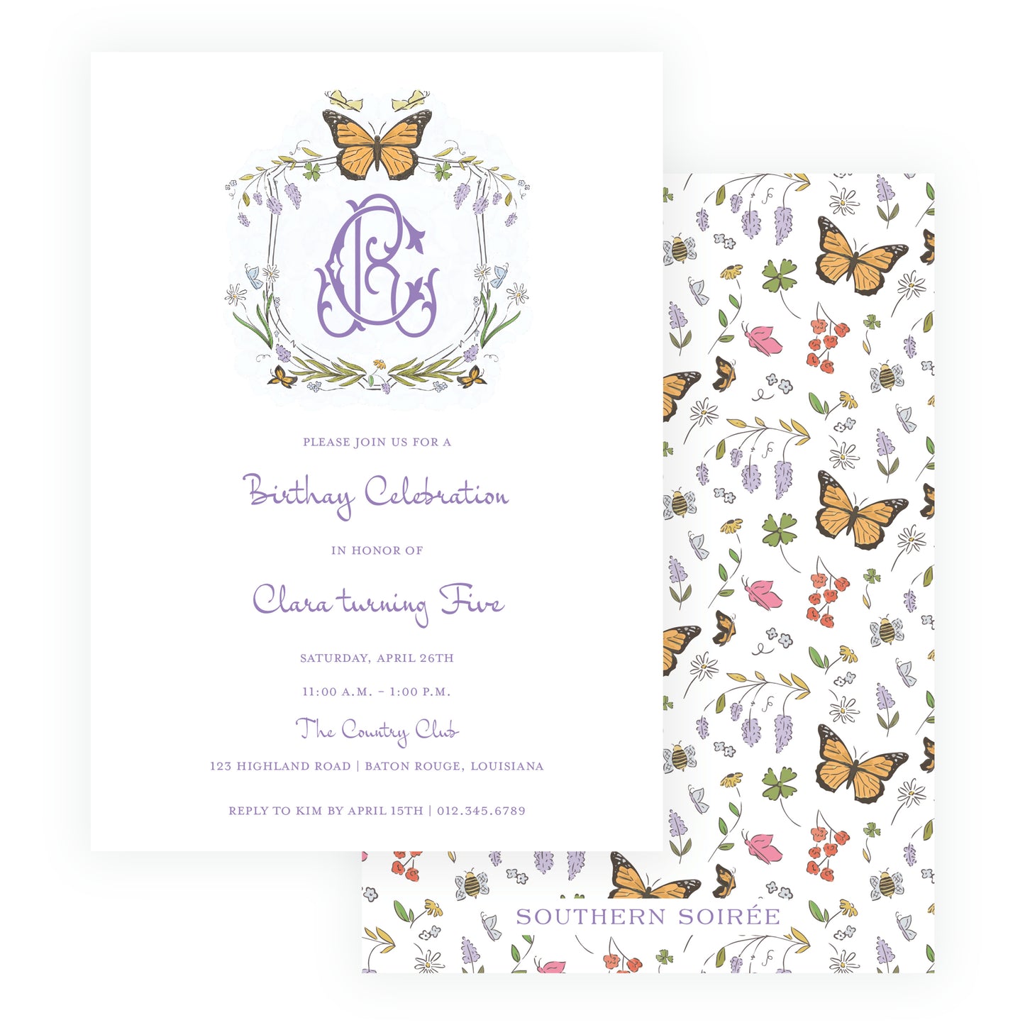 Butterfly Garden Crest Invitation