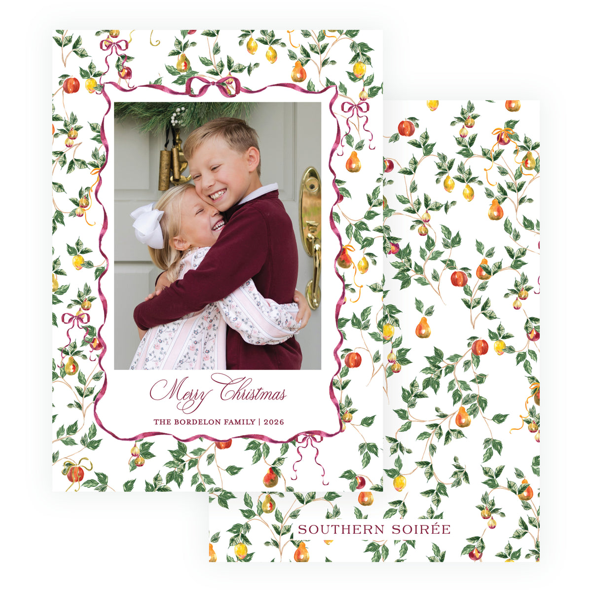 Sugar Plum Ribbon Frame Holiday Photo Card
