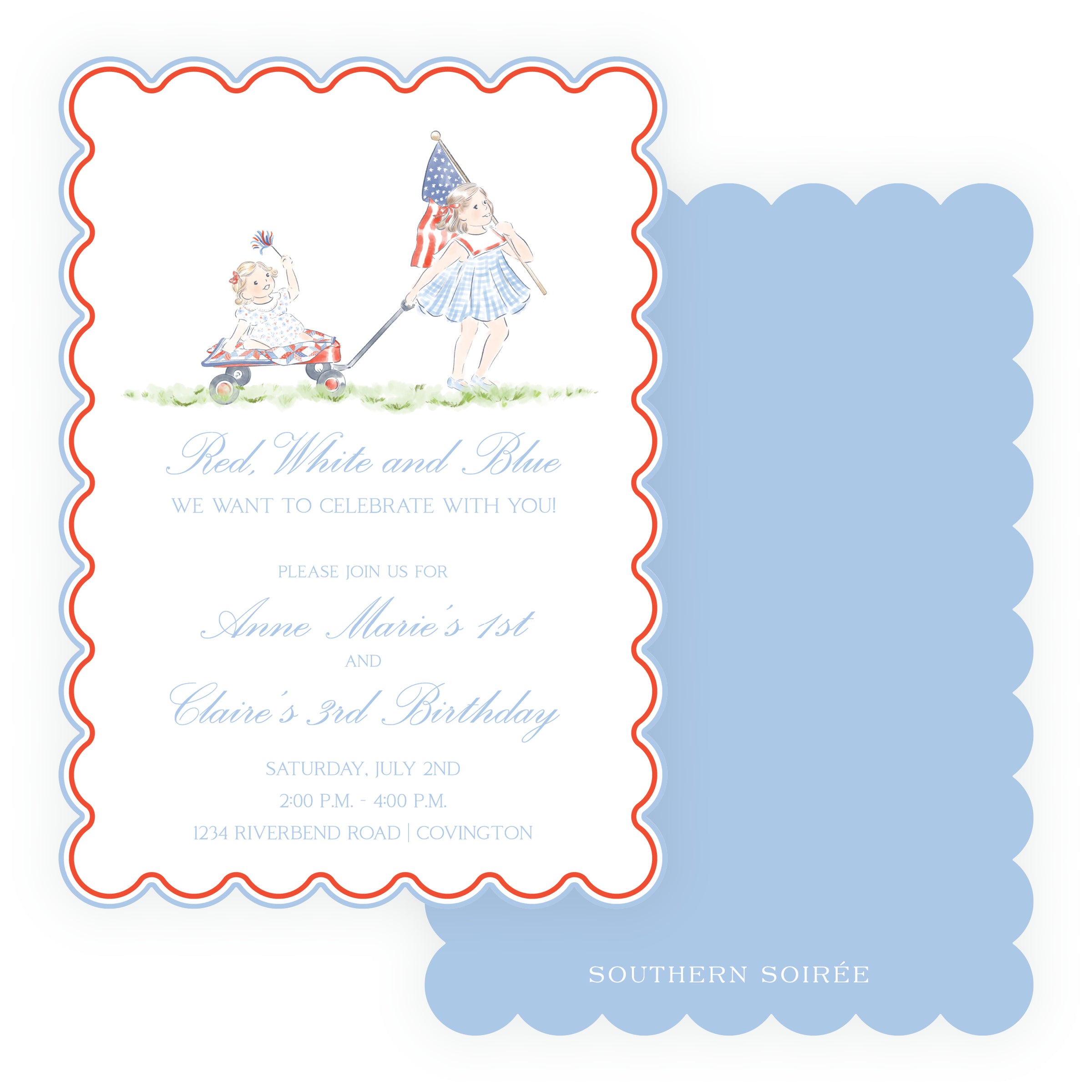 Sweet Liberty Girls Scallop Invitation