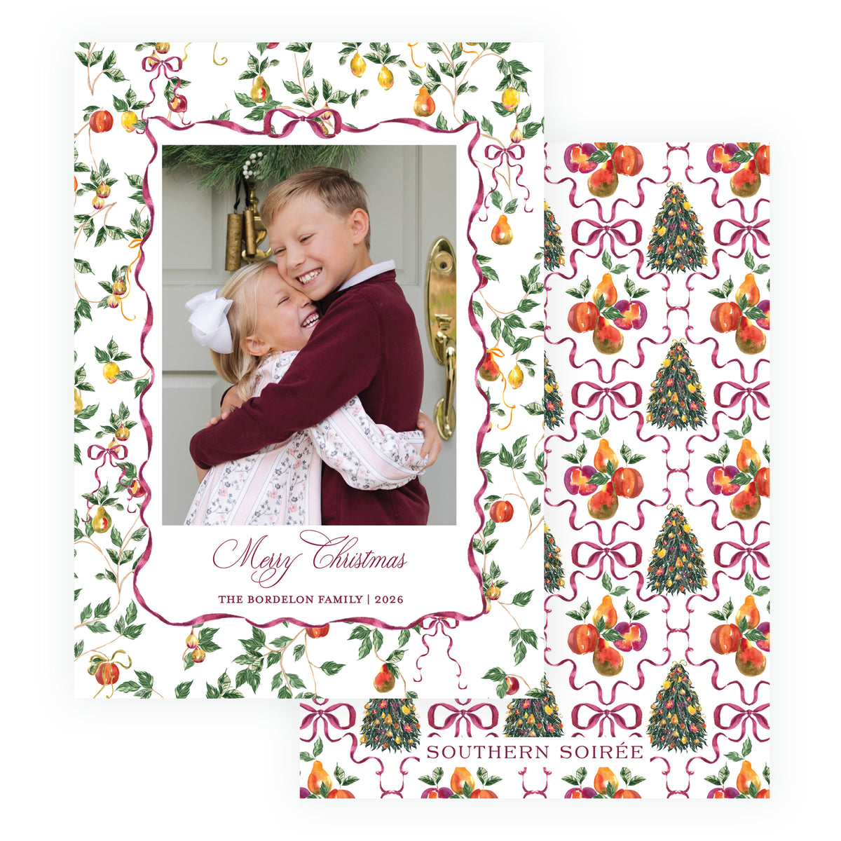 Sugar Plum Ribbon Frame Holiday Photo Card