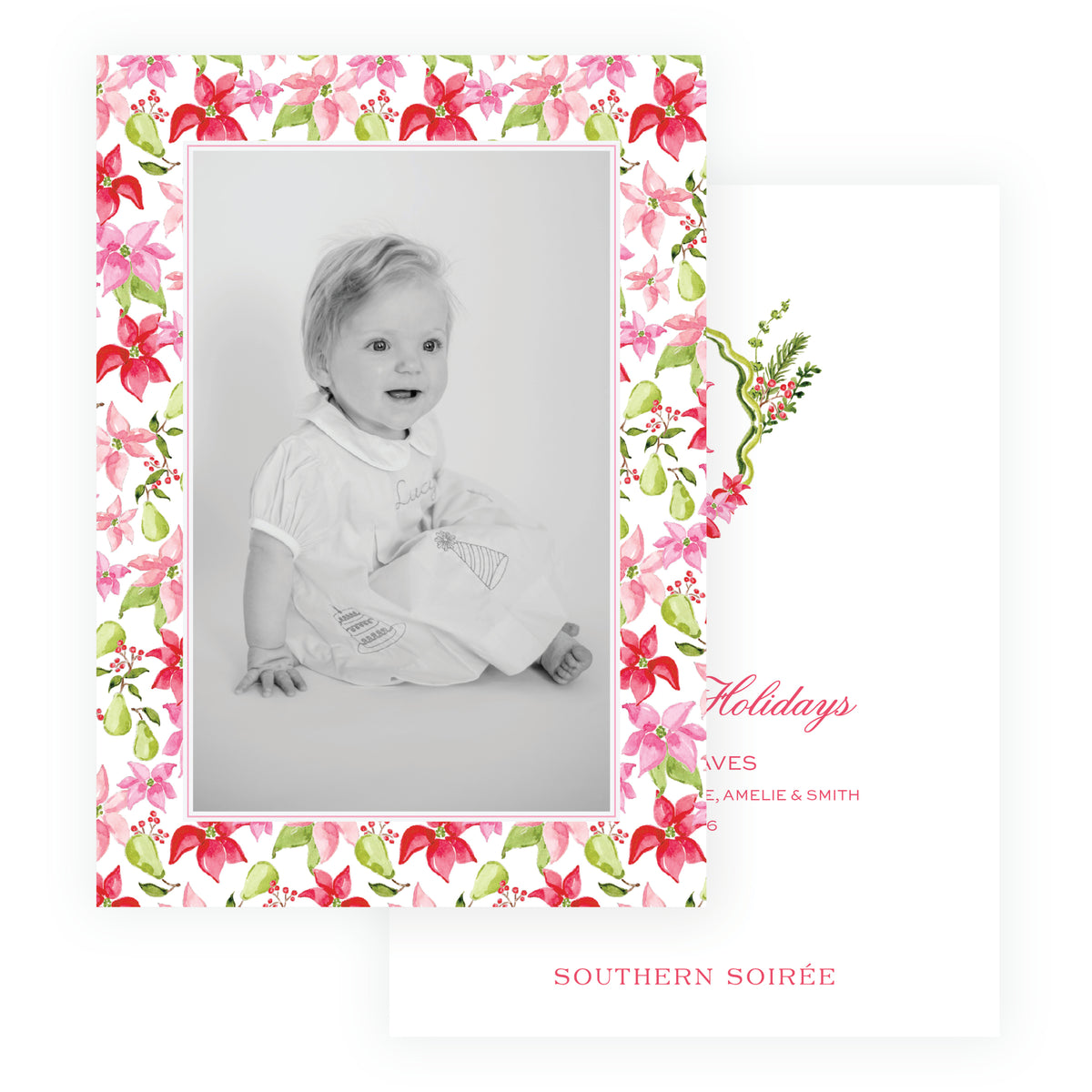 Poinsettia Garden Classic Frame Holiday Photo Card