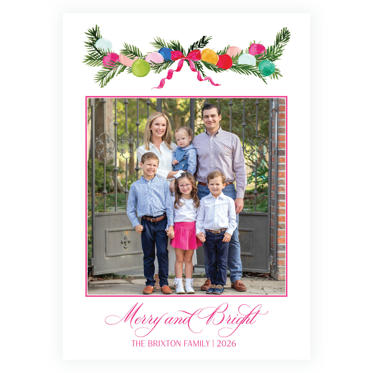 Vintage Cheer Garland Swag Holiday Photo Card