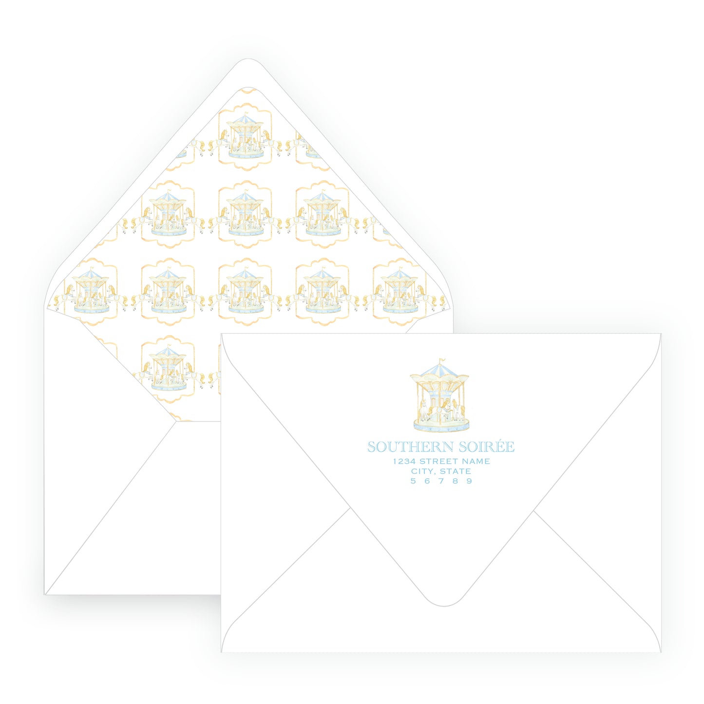 Blue Carousel Invitation