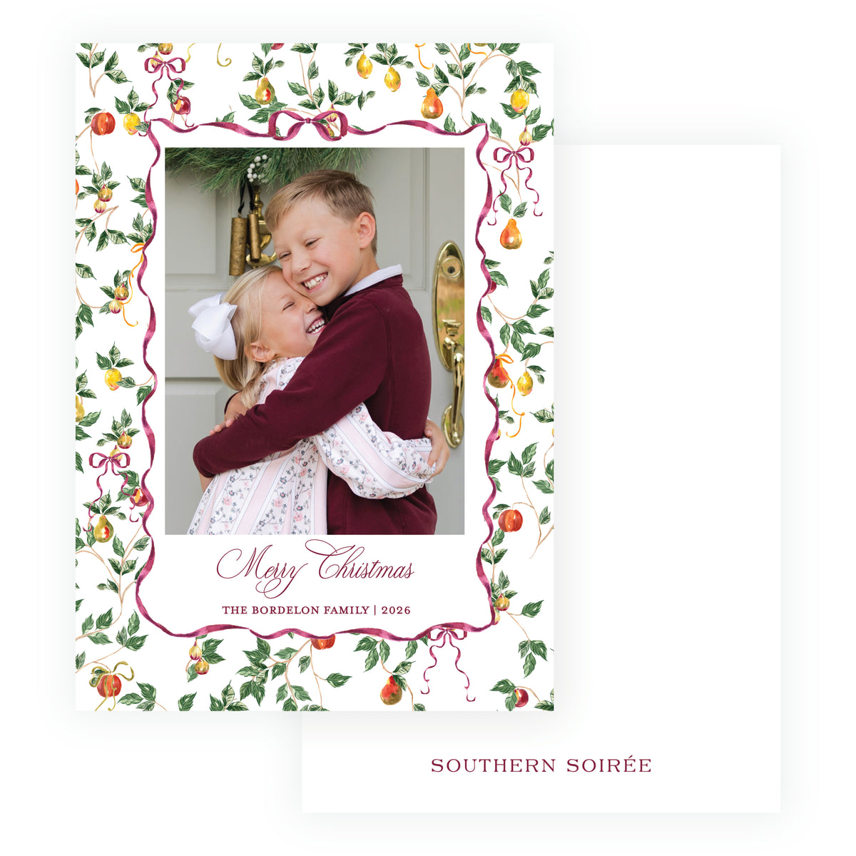 Sugar Plum Ribbon Frame Holiday Photo Card