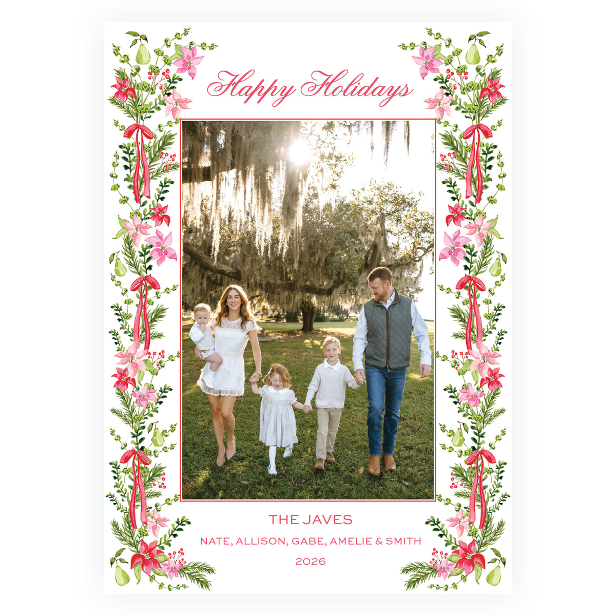 Poinsettia Garden Christmas Photo Card